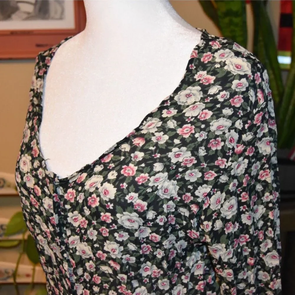 Vintage 90s Basement U.S.A. Cottagecore Floral Maxi Dress Size Small-Large